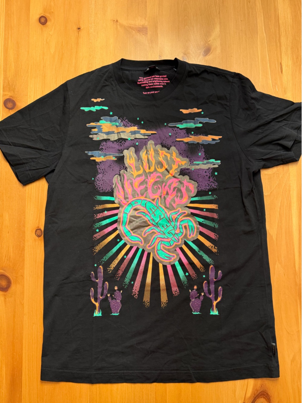 Diesel Black Tee with Pink Interior Print